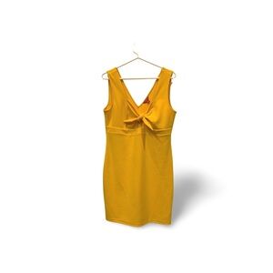 GUESS Mustard Yellow Midi Dress | Tie Detail V-Back Sleeveless XL